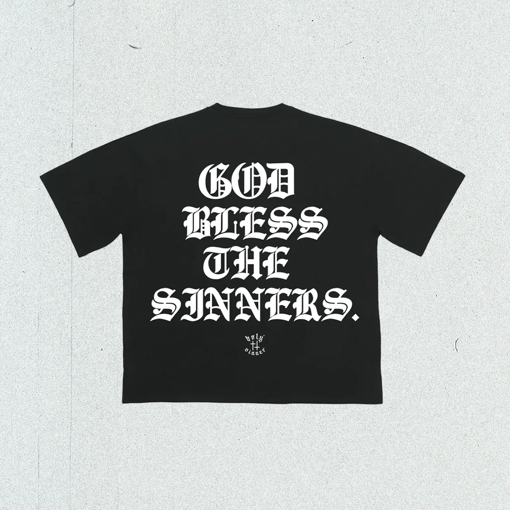 GOD BLESS THE SINNERS T-SHIRT (black)